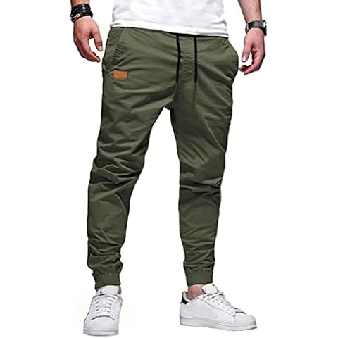 Jolicloth Men's Joggers Pants Sports Trousers with Drawstring Sweatpants Pockets Green X-Large Cover