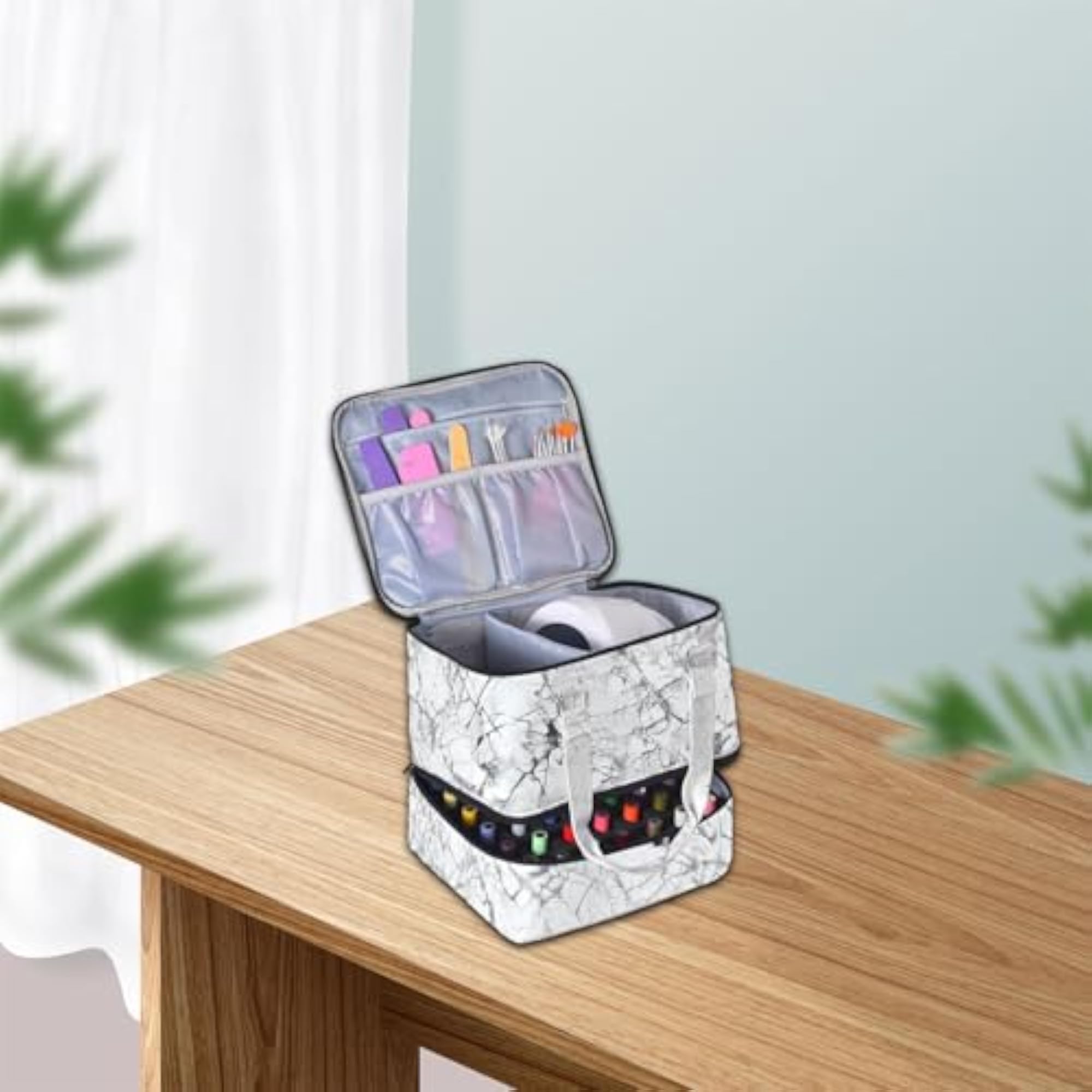 Nail Polish Carrying Bag Waterproof PU Leather