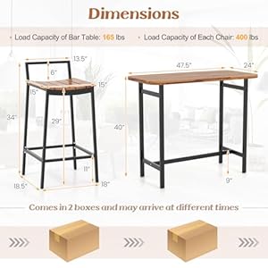 Tangkula 5 Piece Acacia Wood Bar Table Set Outdoor Bar Height Table Chairs with Metal Frame Footrest Patio Bar Table Set for 4 Patio Furniture Bistro Set for Deck Garden Poolside