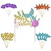 Set di decorazioni a tema sirena per torte, 1 topper a forma di sirena con glitter e la scritta “Happy Birthday”, 20 decorazioni per cupcake, per feste di compleanno e baby shower