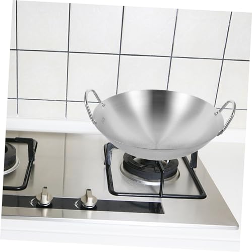 Wok de acero inoxidable con doble asa para estufas eléctricas y a gas miniatura 6