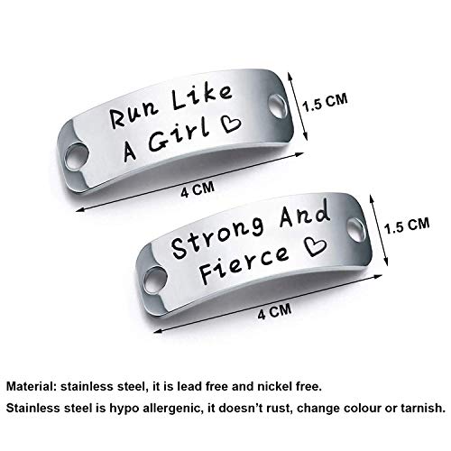 bobauna Shoe Lace Tag Strong And Fierce Inspirational Trainer Tags Gift For Runner Marathon gift (run strong fierce)2