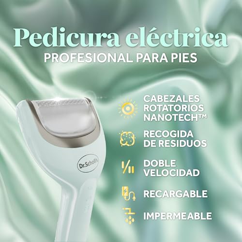Miniatura 3 de Dr. Scholl S Pedi Perfect Pro Pedicura Eléctrica Profesional Para Pies Elimina Callos Y Durezas, Lima Eléctrica Para Talones, Fresa Recargable E Impermeable, 3 Cabezales, Recogepolvo
