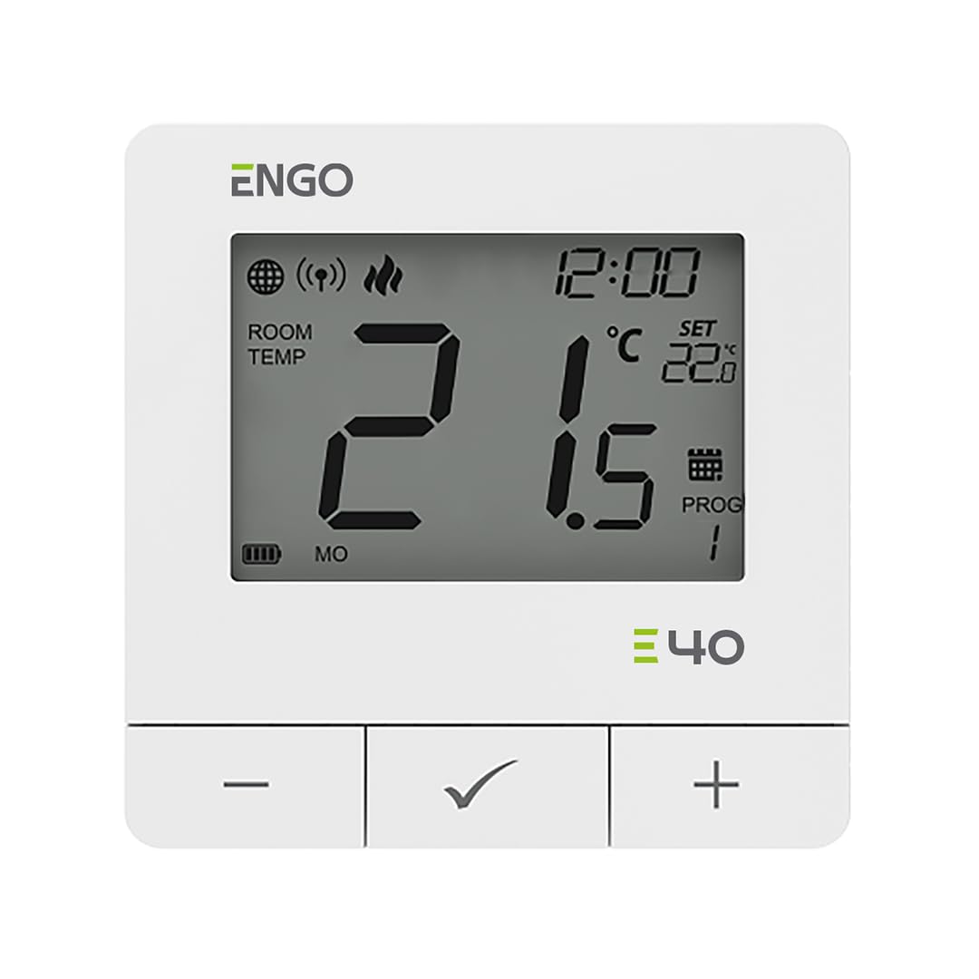 Engo White E40-230W Wired Smart Thermostat Zigbee 3.0 Programmable Heating Controller 230V Ac Surface Mounted Digital Room Thermostat For Radiator Or Underfloor Heating - Smart App Alexa Google (White)