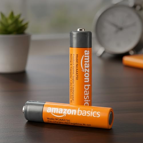 Image of Amazon Basics AAA Rechargeable 750 mAh Batteries | Ready-to-use | Pre-Charged Ni-MH Batteries (Pack of 2)