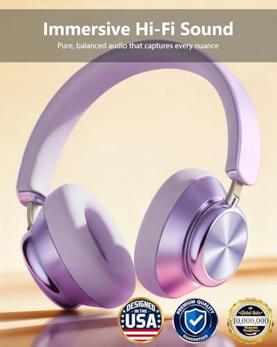 Image of Wentronic Y03 Bluetooth Headphones Wireless Active Noise Cancelling Over Ear Headphones 48 Hours Playtime High Sound Quality 6 EQ Music Mode Headphones with Soft Ear Cushion - Purple