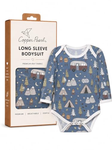 Image of Copper Pearl Long Sleeve Bodysuit Baby: Ultra Soft Baby for Newborns, Boys, and Girls - Stylish, Comfortable, Overlap Shoulders, Premium Knit Fabric - 3-6 Months, Bridger