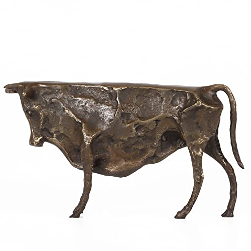 NILEEBUKER Estatua de toro de bronce de 23,4 cm de largo, réplica de arte abstracto de animales para decoración del hogar y la oficina