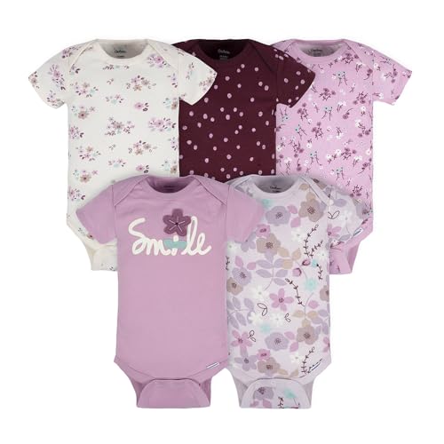 Image of Gerber Unisex Baby 5-Pack Short Sleeve Variety Onesies Bodysuits