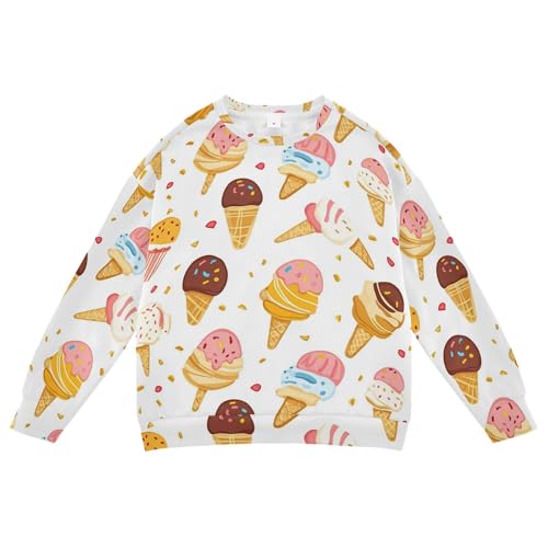 JUNZAN Cute Ice Cream Big Boys Hooded Sweatshirt Fleece Tops Clothing Shirts Athletic 4T