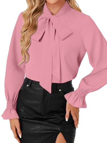 Image of LYANER Women's Bow Tie Neck Business Work Blouse