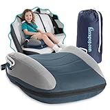 Hiccapop UberBoost Inflatable Backless Booster Seat for Kids, Portable Travel Car Seat | Ocean Steel Blue