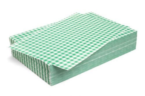 50 X Sheets Quality Gingham Duplex GREASEPROOF Papers Chips Basket Liners (Green Gingham), Green Gingham 10"x15", 250x375mm