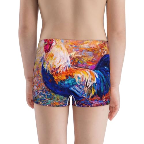 Boys' Cotton Boxer Brief Soft Underwear-Rooster Oil Painting3