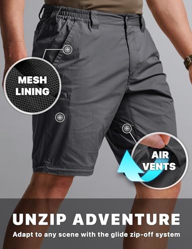 Image of CQR Men's Convertible Cargo Tactical Pants, Water Resistant Outdoor Hiking Pants, Zip Off Lightweight Stretch Work Pants