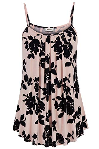 BEPEI Women Loose Casual Summer Pleated Flowy Sleeveless Camisole Tank Tops