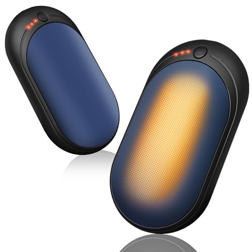 Scaldamani Ricaricabile USB,Riscaldatore Elettrico Tascabile,Scalda Mani Portatile Elettrico con 3 Livelli di Calore,Riutilizzabile,Regali di Natale per Campeggio All'aperto, Caccia (Blu, 2 Pack)