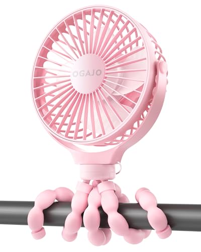 Image of Portable Stroller Fan Personal rechargeable USB Fans With 5200mAh 3 Speeds Battery Small Baby Car Seat Mini Handheld Clip On Fan for Pram Crib Bike Treadmill Outdoor Camping Travel and Student Desk