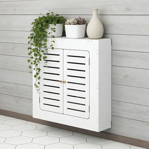 Pucaru Cubreradiador, Blanco, Tipo Doble Puerta, Cubreradiadores Modernos para Salas de Estar y Cocinas(60x70x20cm)