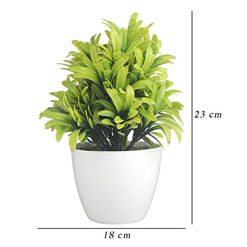 Image of Foliyaj Artificial Plant with Long Green Leaves|Bonsai Tree|Artificial Flower|with Pot|Home Decor for Living Room Home Office Shop|House|Gift|Decoration