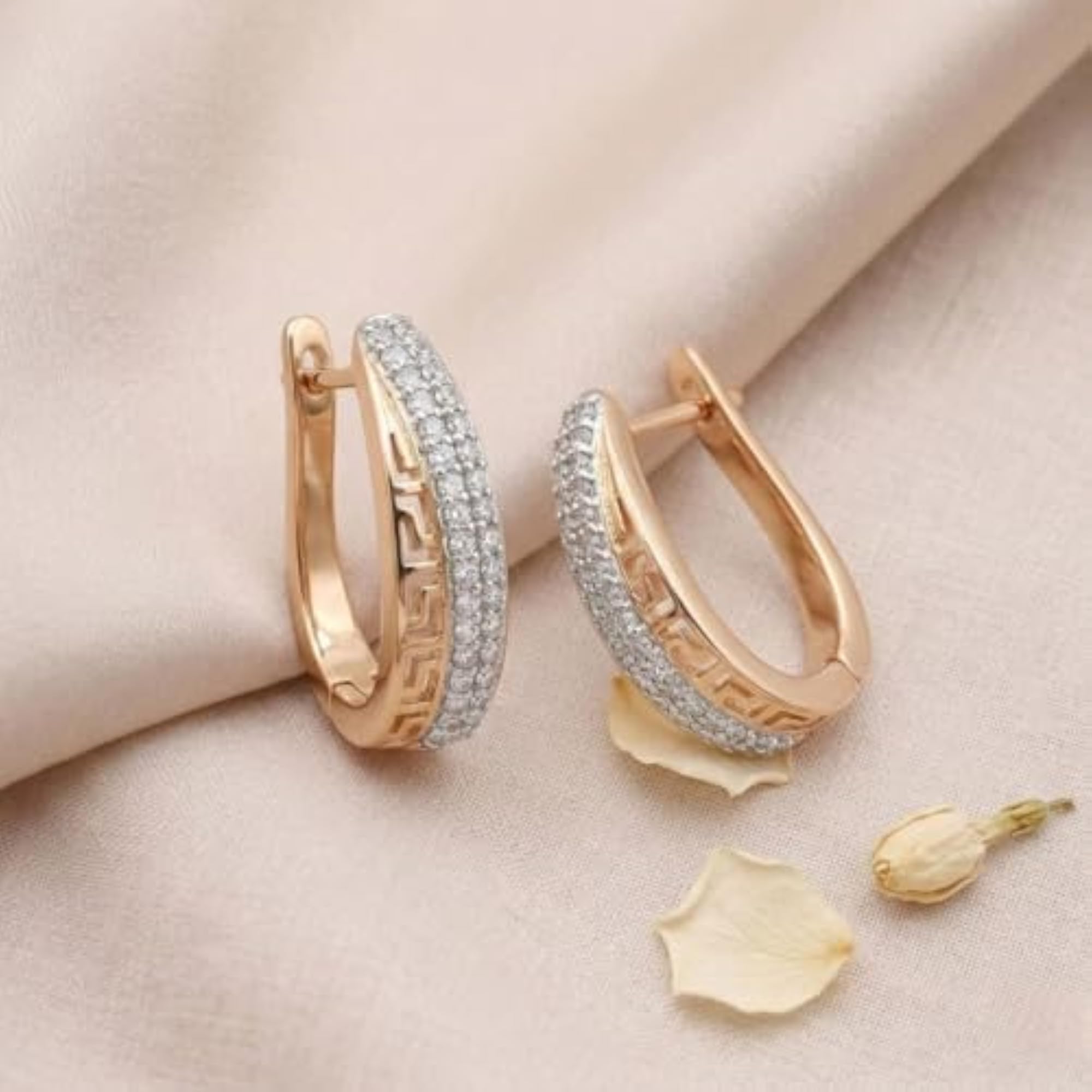 Crystal Studded Half Hoop Earrings for Party
