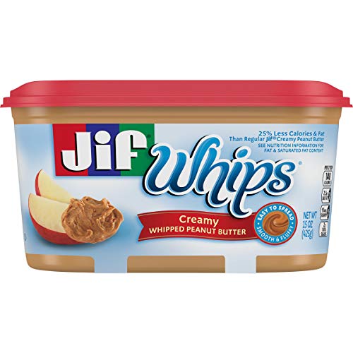 Jif Whips Whipped Peanut Butter Spread, 15 Ounces, Smooth, Fluffy Peanut Butter Spread