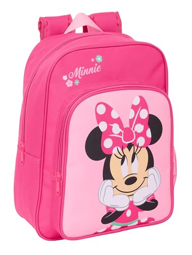 MINNIE MOUSE - Mochila Escolar Infantil Animada, Mochila Niño, Mochila Infantil, Adaptable a Carro, Ideal para Niños en Edad Escolar, Cómoda y Versátil, Calidad y Resistencia, 26x11x34 cm