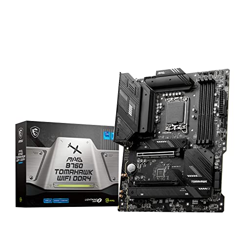MSI MAG B760 Tomahawk WiFi DDR4 Motherboard, ATX - Für Intel Core Prozessoren der 12. und 13. Generation, LGA 1700-75A DrMOS VRM, DDR4 Memory Boost 5333+MHz/OC, PCIe 5.0 x16, M.2 Gen4, Wi-Fi 6E