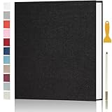 Photo Album Self Adhesive Pages for 4x6 5x7 8x10 Pictures Scrapbook Magnetic Photo Albums with Sticky Pages Books with A Metallic Pen for Baby Wedding Family 11x10.6 Black 40 Pages