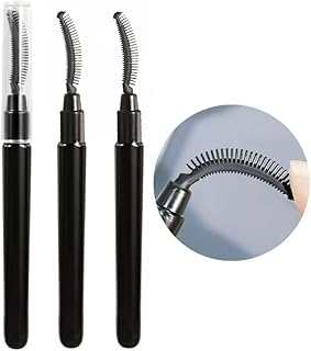 Eyelash Comb, Lashes Brush Separator Mascara Brush Eyelashes Definer Lash Separating Cosmetic Tool Silicone Comb, With Dust Cover, 3 Pcs, Black (3 Black)