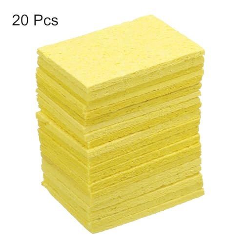 Image of uxcell Soldering Sponge 1.97 inch x 1.38 inch Rectangle Sponge Replacement Welding Soldering Iron Tip Cleaning Pads Soldering Iron Special High Temperature Sponge Yellow 20pcs