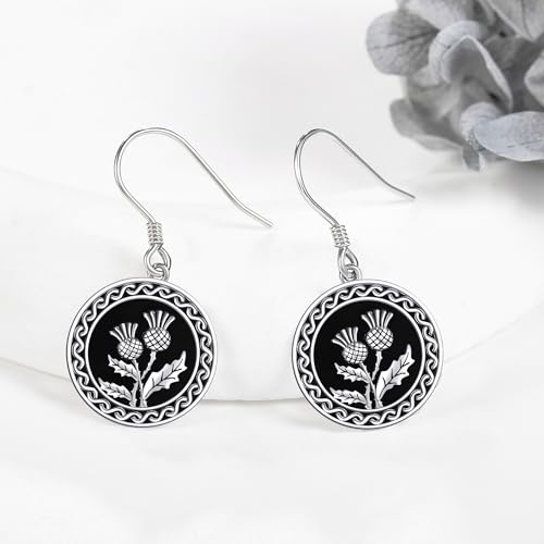 Scottish Thistle/Daffodil/Lily/Pressed Flower Earrings Sterling Silver Flower Dangle Earrings Jewelry Gifts for Women3