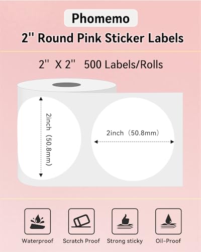 Image of Phomemo Thermal Label Printer & 2 inch White Circle Thermal Labels, 150mm /s Speed Wiress Thermal Printer, Compatible with USPS /UPS & More, Shipping Label Printer for Home & Small Business