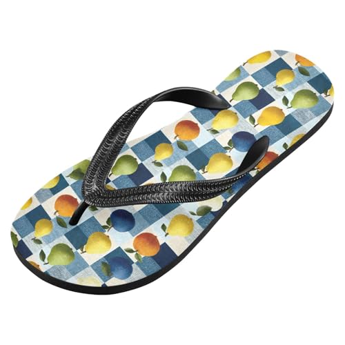 Flip Flop Sandals Pear Checkered Print for Women Men Beach Outdoor XS2