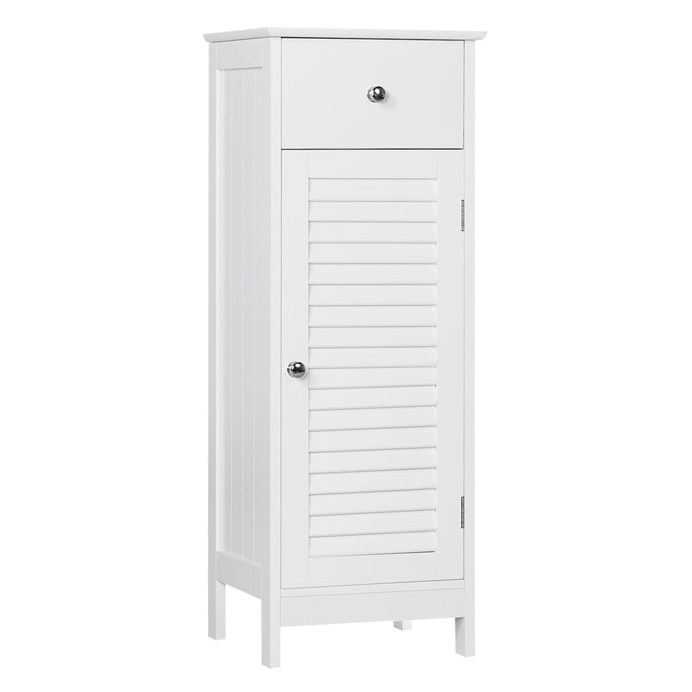 Yaheetech Badezimmerschrank Badschrank Schmal Badkommode Standschrank mit Schublade und Tür, 32 x 30 x 87 cm, Weiß