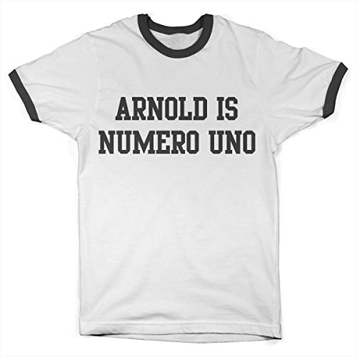 Oficjalnie licencjonowany Arnold is Numero Uno Ringer Męskie Podkoszulek (biały-Czarny), Large