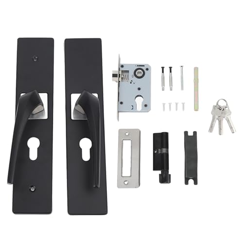 Juego de cerradura para dormitorio, manija de puerta Interior con función de privacidad, manija silenciosa de aleación de aluminio, mango de madera maciza, acabado negro