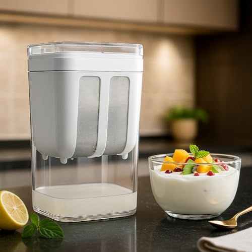 Image of JD FRESH 1400ML Greek Yogurt & Curd Maker /Fine Mesh Strainer with Lid /Hung Curd Strainer Box /Whey Separator /Home Essentials /Hung Curd /Perfect for Homemade Yogurt /Curd /Cheese & More