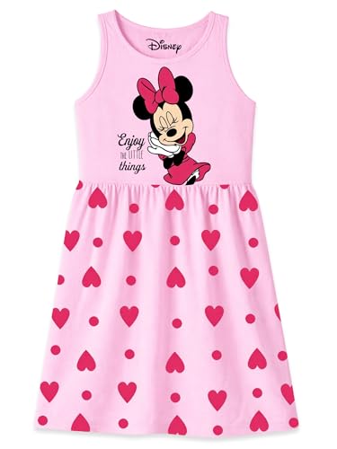 Image of Kuchipoo Disney Girls Minnie Mouse Printed Sleeveless Cotton Dress Combo | Cute Graphic Summer Casual Frock Set | Pack of 3
