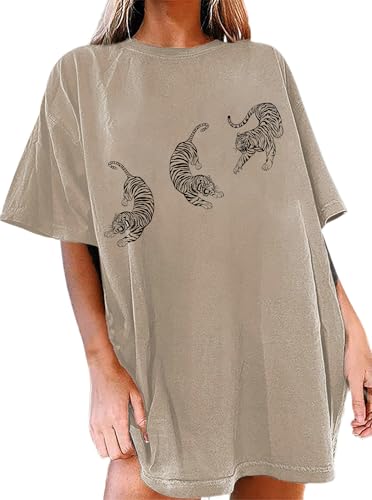 Avanova Women Tigers Graphic Oversized Tee Top Short Sleeve Loose Crewneck Summer T-Shirt2