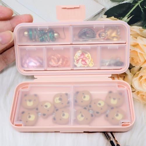 Image of yueton 1Pack Mini Compartment Plastic Organizer Small Multifunctional Organizer Portable Travel Storage Box for Hair Accessories, Cotton Swab, Sticking Plaster, Needle