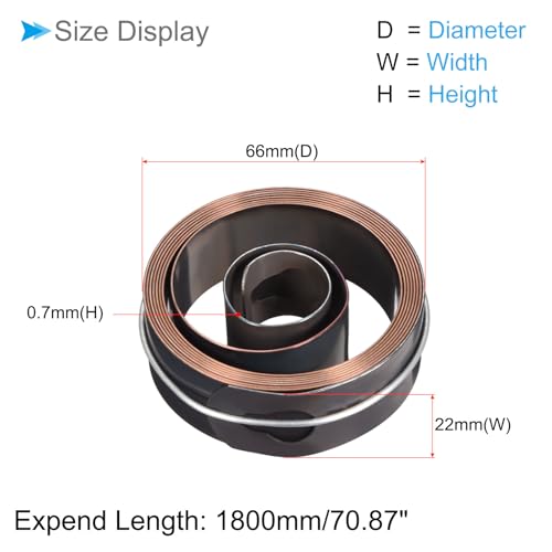 CoCud Mola de furadeira, 180 cm de comprimento 66 x 22 x 0,7 mm Montagem de mola de bobina de retorn