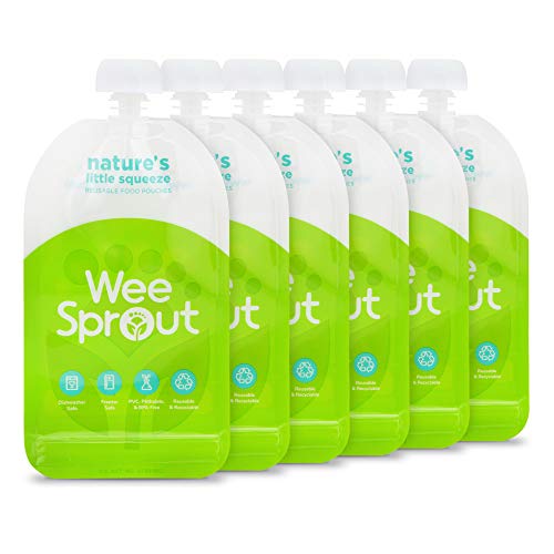 Image of WeeSprout Double Zipper Reusable Food Pouches (5 Fl Oz, Green)