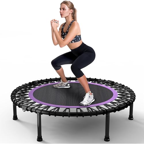 Image of 40 inch /48 inch Rebounder Trampoline for Adults with Bungee Cords, Exercise Rebounder for Adults Indoor /Outdoor Workout, Max Load 450 /550 LBS