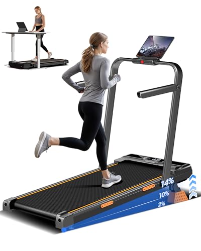 3-in-1 Portable Under Desk Treadmill, 17% Incline Walking Pad Treadmills for Home and Office, Folding Treadmill with 2.5 HP Quiet Brushless, 300 LBS Capacity