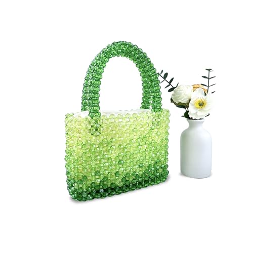 Bolso tote transparente con cuentas verdes degradadas miniatura 7