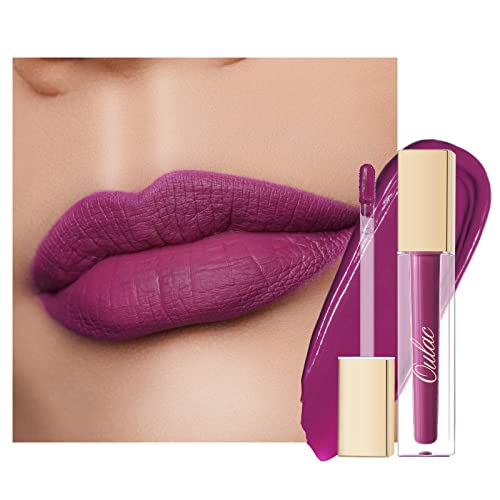 Oulac Purple Matte Liquid Lipstick For Women, Deep Violet Long Lasting Lip Gloss, Creamy Extra-Pigmented Lip Tint Stain, Waterproof No Transfer With Vitamin E & Rose Oil, Vegan, Cruelty-Free, M15 #TOP15