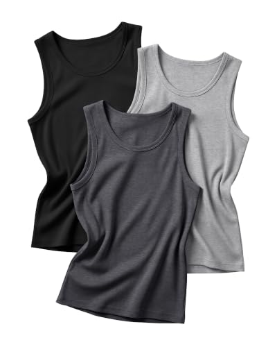 Image of Yooo's Vivi 3 Pack Toddler Boys Tank Tops | Toddler Boys Undershirts, 18M-5T, Sleeveless Muscle Shirt, Kids Athletic Tops, Crewneck, Summer, Loose, Basic, Sport, Play