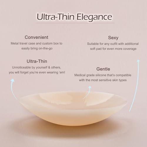 Jellyjam Nipple Petals Cover- Sticky Silicone Nipple Pasties for Girl, Women with Soft Pad, Storage Disc and Travel Case/Pack2