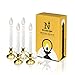 New Ideal Lights Window Candles with Timer – Electric Christmas Candles for Windows, Brass Base with Extra Weight, UL Listed (Set of 4) + 2 Replacement Bulbs